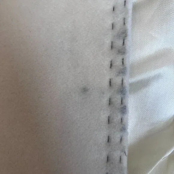 Marvin Richards Ivory 100% Pure Wool Trench Coat Topstitched Classic Maxi Size 6 - Picture 13 of 13